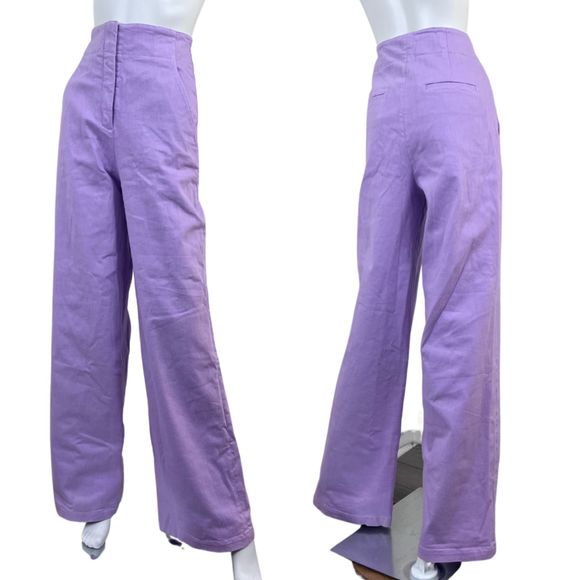 Tibi Denim - Tibi Women Size 2 Purple High Rise Wide Leg Cotton Denim NEW Jean Retro FLAWED